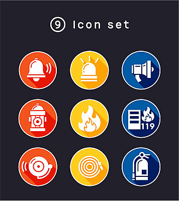 아이콘 불 사람없음 세트 확성기 종 라인아이콘 화재 소화기 119 경보기 사이렌 소방호스 화재경보기 2D아이콘 AI파일 자연요소 안전장비 소방 사건 호스 전화번호 경보 파일형식 벡터