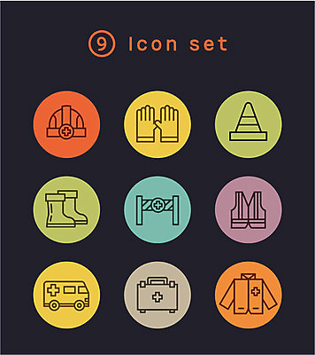 아이콘 장갑 장화 사람없음 세트 의사가운 구급상자 안전모 구급차 라인아이콘 안전표시판 2D아이콘 AI파일 잡화 신발 자동차 표시 의사 의료용품 가운 헬멧 안전장비 파일형식 벡터