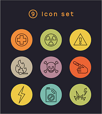 아이콘 불 해골 사람없음 세트 석유 위험물 위험 번개 성냥 라인아이콘 방사능 2D아이콘 AI파일 자연요소 컨셉 날씨 뼈 파일형식 벡터