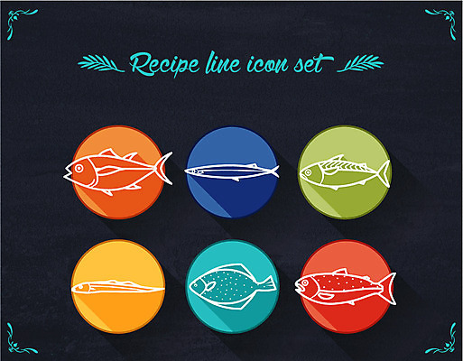 동물 아이콘 사람없음 세트 참치 라인아이콘 연어 고등어 갈치 광어 꽁치 2D아이콘 AI파일 어류 파일형식 벡터