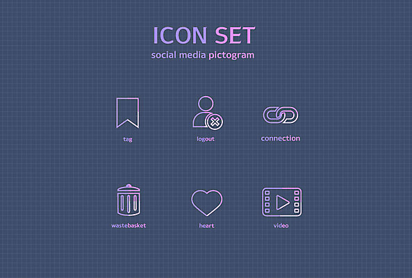 아이콘 사람없음 세트 픽토그램 꼬리표 쓰레기통 하트 연결 픽토그램아이콘 비디오 로그아웃 소셜미디어 좋음 2D아이콘 AI파일 모양 컨셉 라벨 파일형식 벡터
