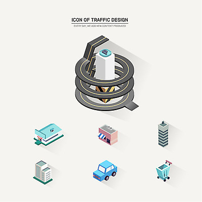 아이콘 자동차 빌딩 사람없음 세트 쇼핑카 입체 주차장 아이소메트릭 2D아이콘 AI파일 육상교통 건물 쇼핑 카트 파일형식 벡터