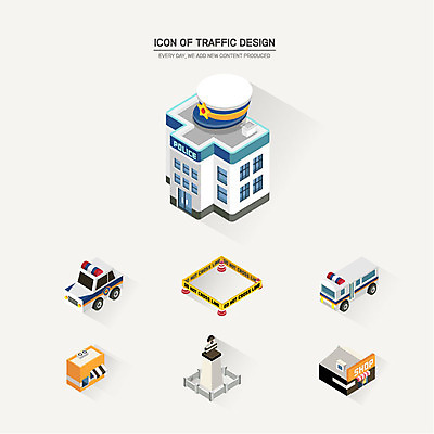 아이콘 사람없음 세트 상점 감옥 입체 아이소메트릭 경찰차 경찰서 2D아이콘 AI파일 자동차 경찰 파일형식 벡터