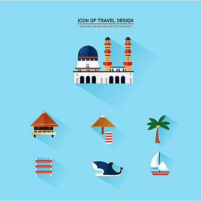 아이콘 요트 사람없음 세트 야자수 파라솔 플랫아이콘 원두막 상어 랜드마크 코타키나발루 2D아이콘 AI파일 나무 배_교통 어류 말레이시아 파일형식 벡터