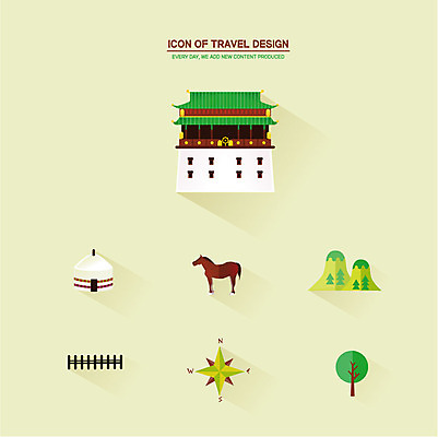 나무 아이콘 산 초원 사람없음 울타리 세트 말_동물 나침반 몽골 플랫아이콘 2D아이콘 AI파일 식물 아시아 포유류 담장 파일형식 벡터