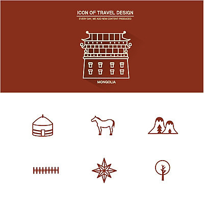 나무 아이콘 산 초원 사람없음 울타리 세트 말_동물 나침반 몽골 라인아이콘 2D아이콘 AI파일 식물 아시아 포유류 담장 파일형식 벡터