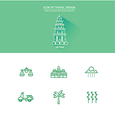 아이콘 사람없음 세트 야자수 스쿠터 성 라인아이콘 베트남 양팔저울 랜드마크 2D아이콘 AI파일 나무 건축물 저울 동남아시아 오토바이 파일형식 벡터