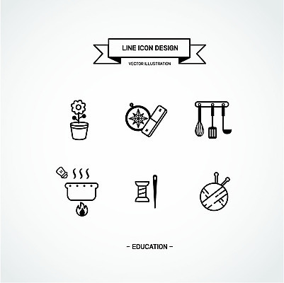 아이콘 식기 화분 요리 사람없음 세트 바늘 실 나침반 라인아이콘 실뭉치 자석 2D아이콘 AI파일 도구 파일형식 벡터