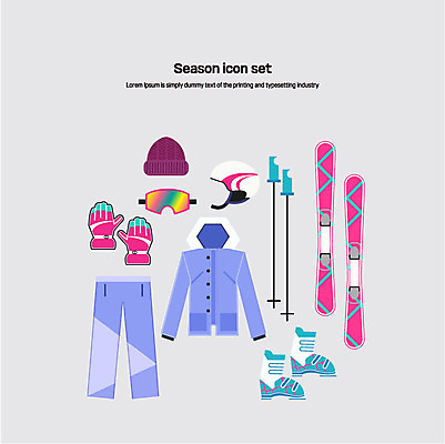 아이콘 스키 털모자 사람없음 세트 헬멧 플랫아이콘 스키복 스키고글 스키대 스키부츠 스키장갑 2D아이콘 AI파일 모자_잡화 옷 겨울스포츠 부츠 보호장비 파일형식 벡터