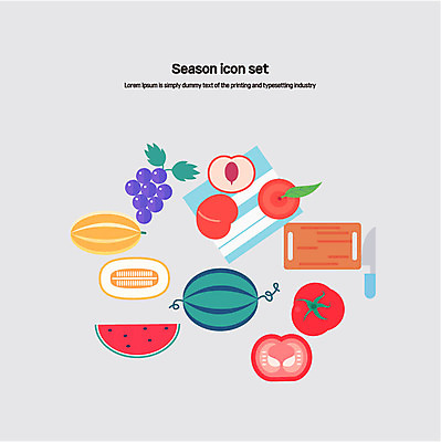 아이콘 토마토 과일 포도 수박 도마 사람없음 세트 플랫아이콘 복숭아 참외 손수건 과도 2D아이콘 AI파일 채소 주방용품 파일형식 벡터