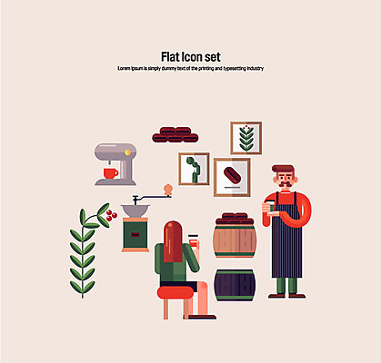 아이콘 여자 남자 액자 두명 세트 카페 원두 종업원 플랫아이콘 커피열매 2D아이콘 AI파일 직업 열매 커피 사람 상점 파일형식 벡터