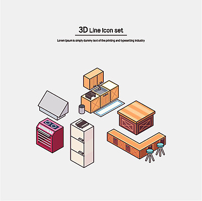 아이콘 의자 식탁 사람없음 세트 주방 쓰레기통 라인아이콘 입체 싱크대 냉장고 아이소메트릭 환풍기 아일랜드식탁 2D아이콘 AI파일 가구 탁자 장비 가전제품 개수대 파일형식 벡터