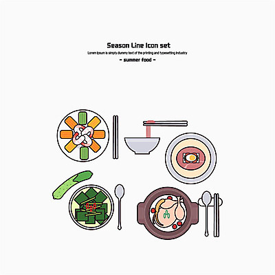 아이콘 젓가락 여름음식 새우 수저 사람없음 세트 라인아이콘 국수 냉면 삼계탕 미역냉국 제철음식 2D아이콘 AI파일 식기 한식 음식 갑각류 면류 보양식 냉국 제철 파일형식 벡터 여름_계절