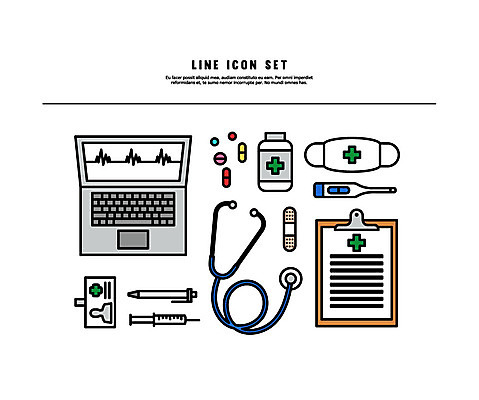 아이콘 의학 청진기 주사기 마스크 사람없음 노트북 세트 반창고 약병 체온계 이름표 라인아이콘 귀체온계 서류판 볼드라인 2D아이콘 AI파일 의료기기 전자제품 약 사무용품 의료용품 온도계 병_담는 파일형식 벡터