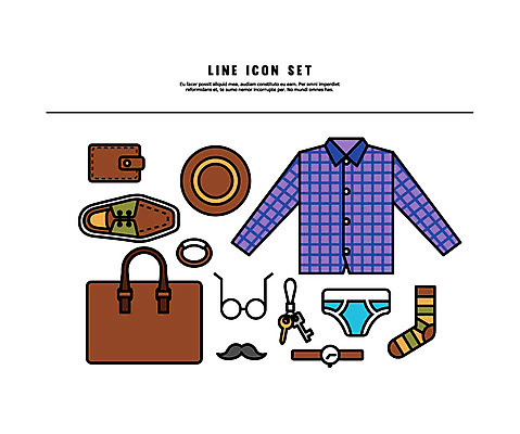 아이콘 패션 안경 시계 신발 셔츠 가방 양말 사람없음 세트 지갑 남성복 라인아이콘 콧수염 팬티 볼드라인 2D아이콘 AI파일 잡화 옷 상의 수염 속옷 파일형식 벡터
