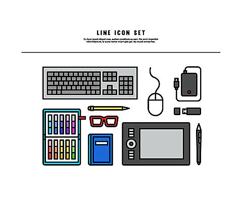 아이콘 사람없음 세트 태블릿 키보드 마우스 디자이너 USB 라인아이콘 외장하드 볼드라인 2D아이콘 AI파일 직업 전자제품 스마트기기 컴퓨터용품 파일형식 벡터