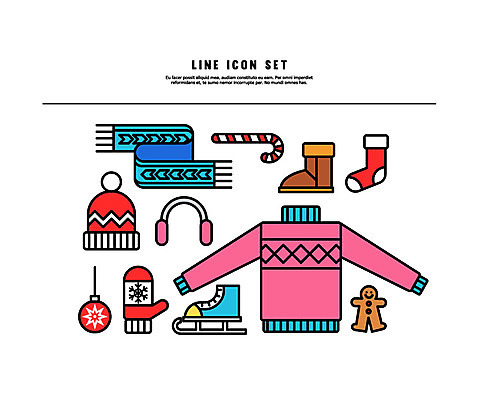 아이콘 장갑 양말 털모자 사람없음 세트 목도리 장식볼 스케이트 스웨터 라인아이콘 어그부츠 진저쿠키 볼드라인 2D아이콘 AI파일 모자_잡화 잡화 스포츠용품 상의 부츠 장식 쿠키 파일형식 벡터