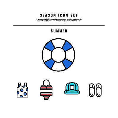 아이콘 모자 사람없음 세트 비키니 민소매 쪼리 라인아이콘 튜브 볼드라인 2D아이콘 AI파일 잡화 수영복 상의 샌들 파일형식 벡터