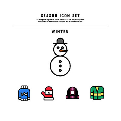 아이콘 장갑 겨울 눈사람 털모자 사람없음 세트 스웨터 카디건 라인아이콘 볼드라인 2D아이콘 AI파일 모자_잡화 잡화 계절 상의 외투 파일형식 벡터