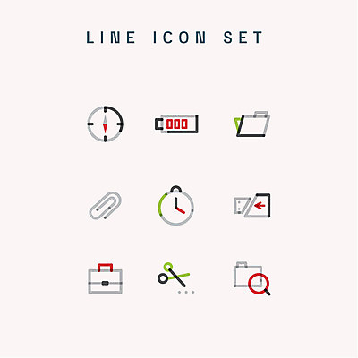 아이콘 가방 비즈니스 사람없음 세트 사무용품 나침반 USB 라인아이콘 검색 클립 폴더 베터리 2D아이콘 AI파일 잡화 문구용품 파일 파일형식 벡터
