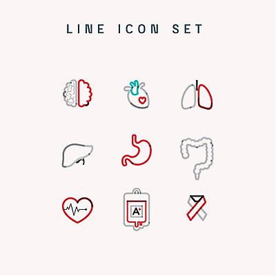 아이콘 의학 사람없음 세트 심장 혈액 허파 맥박 라인아이콘 뇌 간 대장 위장 수혈 2D아이콘 AI파일 치료 장기_의학 호흡기관 파일형식 벡터