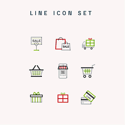 아이콘 사람없음 선물상자 쇼핑 세트 쇼핑백 세일 상점 쇼핑카 트럭 신용카드 장바구니 라인아이콘 2D아이콘 AI파일 가방 자동차 선물 금융 상자 바구니 카트 파일형식 벡터