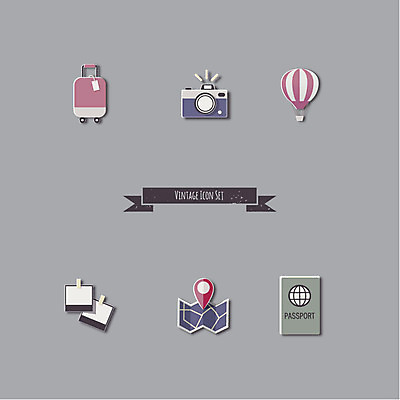 아이콘 여행 지도 사람없음 세트 카메라 여행가방 열기구 플랫아이콘 여권 폴라로이드사진 2D아이콘 AI파일 가방 항공교통 전자제품 폴라로이드 파일형식 벡터