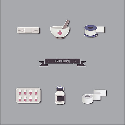 아이콘 의학 사람없음 세트 알약 반창고 플랫아이콘 테이프 2D아이콘 AI파일 문구용품 약 의료용품 파일형식 벡터