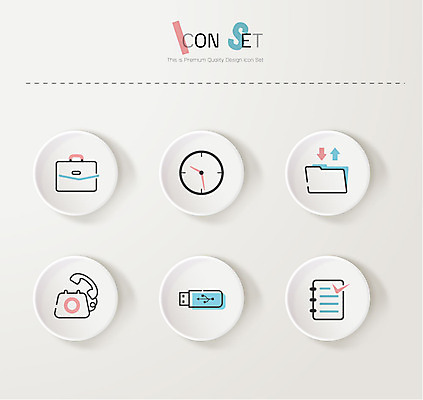 아이콘 시계 서류가방 비즈니스 사람없음 세트 USB 전화기 라인아이콘 폴더 공유 주소록 2D아이콘 AI파일 가방 파일 파일형식 벡터