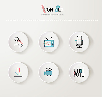 아이콘 사람없음 세트 텔레비전 라인아이콘 마이크 비디오 다운로드 멀티미디어 이퀄라이저 2D아이콘 AI파일 음향기기 전자제품 파일형식 벡터