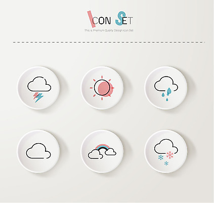 구름 아이콘 무지개 날씨 사람없음 세트 태양 눈 비 라인아이콘 흐림 2D아이콘 AI파일 자연요소 파일형식 벡터