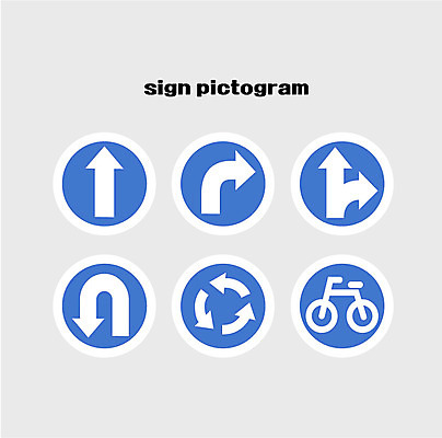 아이콘 교통 사람없음 세트 픽토그램 자전거 픽토그램아이콘 도로표지판 우회전 유턴 좌회전 직진 2D아이콘 AI파일 도로 바이크 운전 표지판 파일형식 벡터