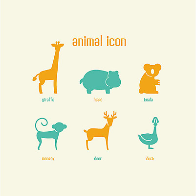 동물 아이콘 사슴 오리 사람없음 세트 픽토그램 원숭이 기린 픽토그램아이콘 하마 코알라 2D아이콘 AI파일 포유류 조류 파일형식 벡터