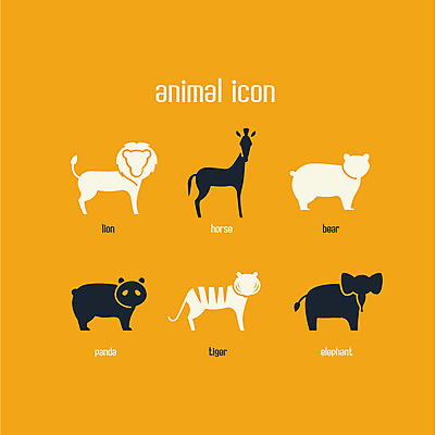 동물 아이콘 곰 코끼리 사람없음 세트 픽토그램 말_동물 호랑이 사자 판다 픽토그램아이콘 2D아이콘 AI파일 포유류 파일형식 벡터