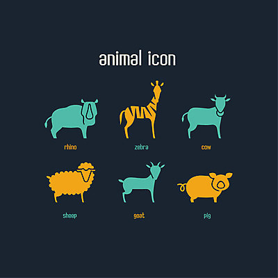 동물 아이콘 염소 사람없음 세트 픽토그램 양 돼지 소 픽토그램아이콘 얼룩말 코뿔새 2D아이콘 AI파일 포유류 조류 말_동물 파일형식 벡터
