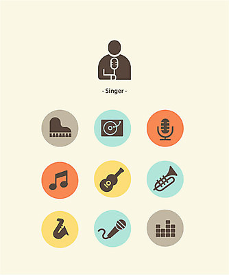 아이콘 악기 음표 사람없음 세트 픽토그램 가수 기타 건반 피아노 색소폰 DJ 픽토그램아이콘 마이크 트럼펫 2D아이콘 AI파일 기호 음악 음향기기 현악기 음악가 건반악기 목관악기 금관악기 파일형식 벡터