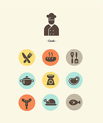 아이콘 식기 빵 저울 육류 어류 사람없음 세트 픽토그램 요리사 닭고기 소시지 냄비 픽토그램아이콘 2D아이콘 AI파일 직업 음식 식재료 수중동물 가공식품 솥 파일형식 벡터