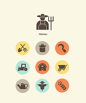 아이콘 사람없음 세트 픽토그램 수레 물뿌리개 벼 농부 삽 픽토그램아이콘 창고 허수아비 트랙터 호미 2D아이콘 AI파일 직업 농업 곡류 카트 농기계 농기구 특수차량 파일형식 벡터