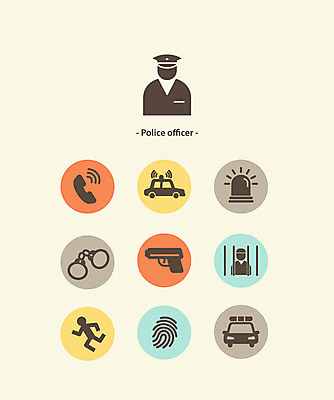 아이콘 사람없음 세트 픽토그램 총 경찰 탈출 감옥 수갑 픽토그램아이콘 경찰차 사이렌 신고 지문 2D아이콘 AI파일 직업 무기 컨셉 자동차 파일형식 벡터