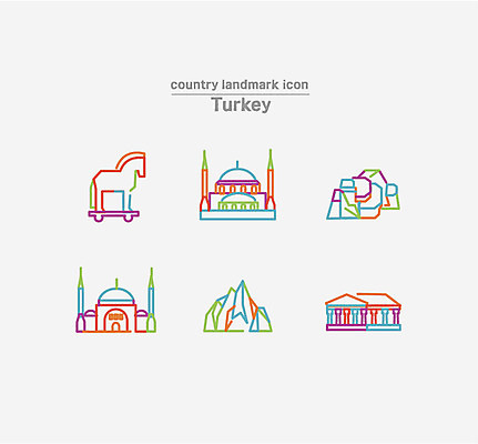 아이콘 카파도키아 사람없음 세트 라인아이콘 아야소피아 아르테미스 술탄아흐메드모스크 트로이목마 파묵칼레 튀르키예 2D아이콘 AI파일 아시아 이스탄불 신_종교 그리스로마신화 파일형식 벡터