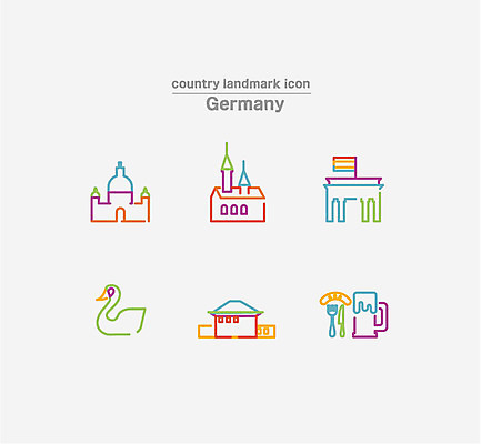아이콘 맥주 독일 사람없음 세트 라인아이콘 백조 노이슈반슈타인성 베를린성당 브란덴부르크 2D아이콘 AI파일 유럽 조류 주류 성당 파일형식 벡터