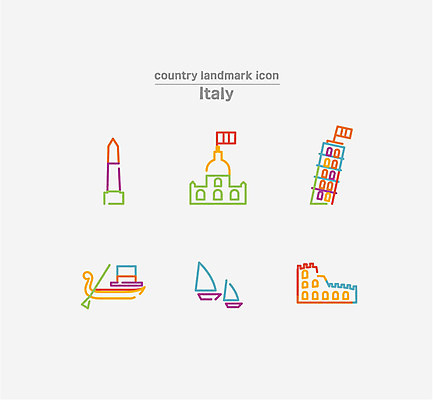 아이콘 사람없음 세트 이탈리아 라인아이콘 피사의사탑 콜로세움 나폴리 산마르코광장 2D아이콘 AI파일 유럽 세계문화유산 로마 파일형식 벡터