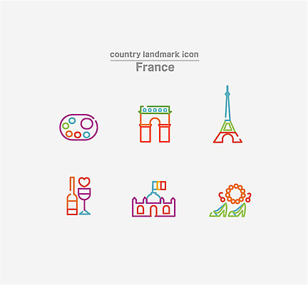 아이콘 사람없음 세트 와인 프랑스 팔레트 에펠탑 라인아이콘 개선문 파리_프랑스 베르사유 몽마르트르 2D아이콘 AI파일 유럽 주류 파리 랜드마크 파일형식 벡터
