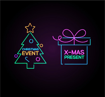 아이콘 리본 크리스마스 프레임 크리스마스선물 이벤트 사람없음 세트 크리스마스트리 라벨 세일 네온 네온아트 2D아이콘 AI파일 기념일 선물 파일형식 벡터