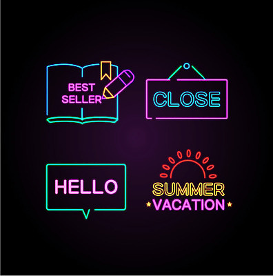 아이콘 방학 프레임 여름방학 이벤트 사람없음 책 여름 세트 연필 라벨 인사 네온 베스트셀러 클로즈 네온아트 2D아이콘 AI파일 계절 휴가 학용품 필기구 예절 파일형식 벡터 여름_계절