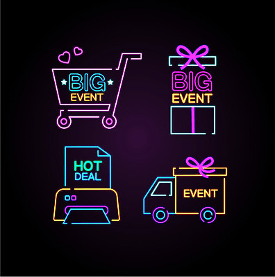 아이콘 자동차 프레임 선물 이벤트 사람없음 쇼핑 세트 라벨 쇼핑카 하트 인쇄기 네온 배달용 네온아트 2D아이콘 AI파일 모양 육상교통 전자제품 카트 배송 파일형식 벡터