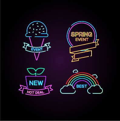 구름 아이콘 화분 무지개 아이스크림 프레임 이벤트 사람없음 세트 라벨 새싹 봄 최고 네온 네온아트 2D아이콘 AI파일 자연요소 식물 계절 디저트 파일형식 벡터