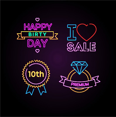 아이콘 프레임 이벤트 사람없음 세트 라벨 세일 하트 반지 생일 보석 메달 네온 다이아몬드 네온아트 2D아이콘 AI파일 모양 기념일 장신구 광석 상_상패 파일형식 벡터