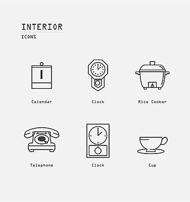 아이콘 시계 사람없음 컵 세트 달력 커피잔 전화기 라인아이콘 벽시계 밥솥 2D아이콘 AI파일 식기 커피 주방용품 잔 파일형식 벡터