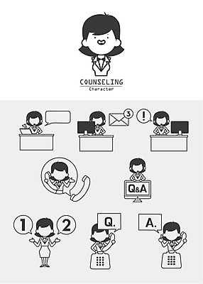 아이콘 여자 여러명 세트 이메일 상담원 질문 전화기 라인아이콘 답변 2D아이콘 AI파일 다수 사람 사무원 파일형식 벡터